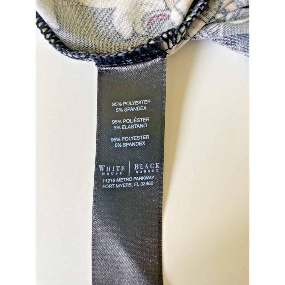 White House Black Market Tunic Dress Women Size M Black Multicolor Print Studded - Picture 5 of 6